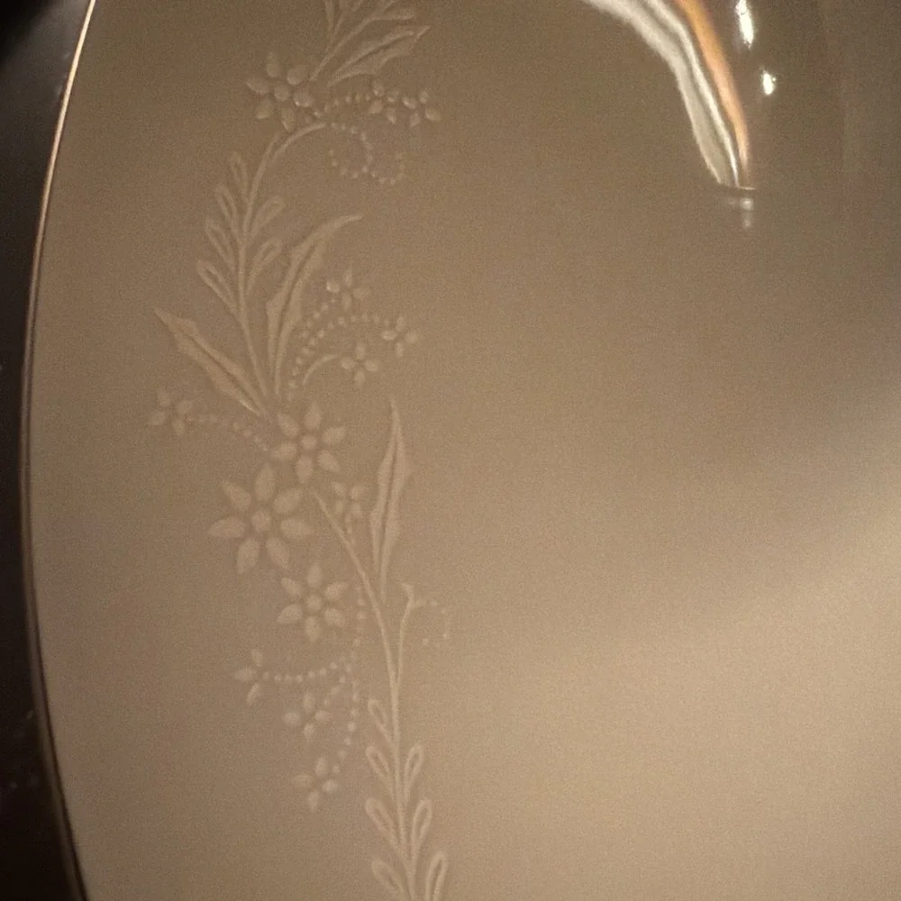 Vintage Noritake Georgian 6440 Round Serving Bowl  White Floral with Silver Trim